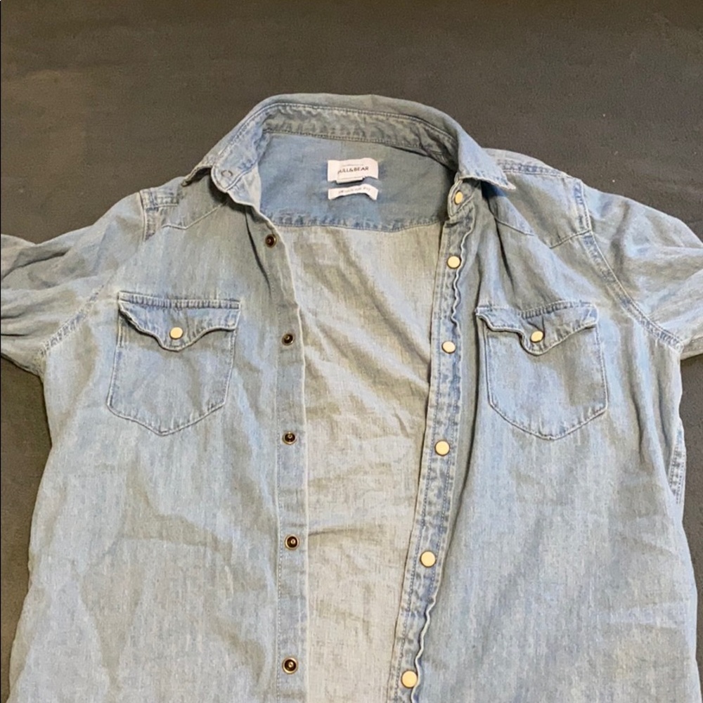 Button down long sleeve shirt denim